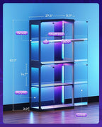 AODK Display Cabinet with Glass Door, 4-Tier Display Case with LED Lights - Image 2