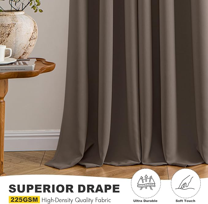 MIULEE Blackout Curtains for Bedroom 2 Panels 40 x 45 Inch Long Tan Brown | - Image 5