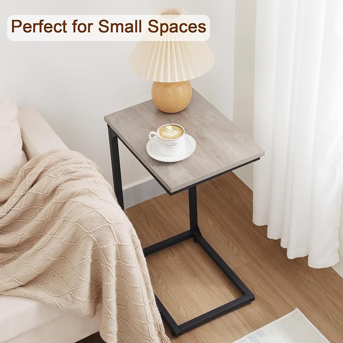 AMHANCIBLE C Shaped End Table, Slide Under Couch Table - Image 8