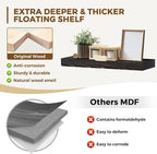 24x8x1.6 inch Floating Shelves Set of 2 – Solid Wood Rustic Black Wall Mounted - Image 3