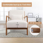 INZOY Mid Century Modern Accent Chair Set of 2, Lamb Wool Fabric Living Room - Image 5