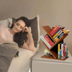 Godferyxin Tree Bookshelf, Small Bookshelf, 3 Tier Wood Mini Book Shelf and - Image 6