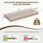 Acovy 24 Inch Floating Shelves, 3D Textured Wood Grain, Wooden Shelves - Image 3