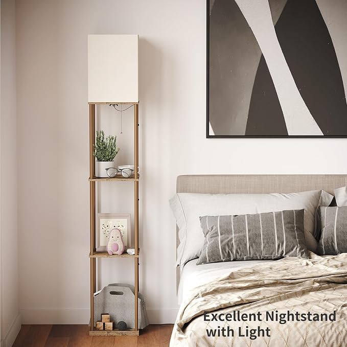 SUNMORY Floor Lamp with Shelves, Modern Square Shelf Lamps, Display Shelf - Image 6