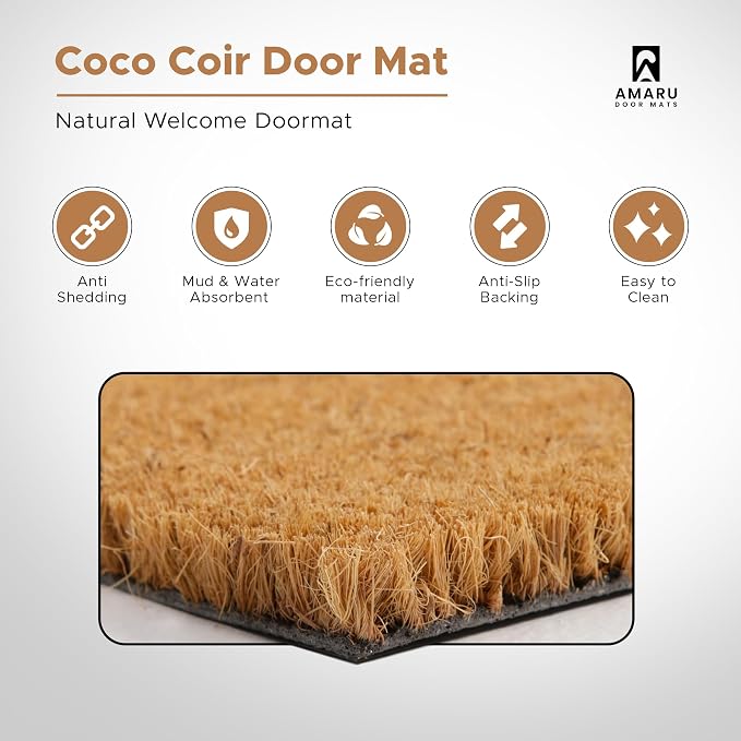 Coir Welcome Mat, 17 x 29 in | 100% Natural Coir, Anti-Shedding, Durable PVC - Image 5