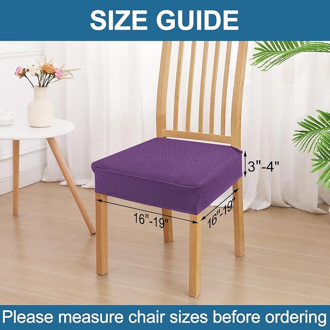 Smiry Waterproof Seat Covers for Dining Room Chairs Set of 4, Stretch Jacquard - Image 2