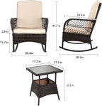 LEVELEVE 3 pcs Rocking Bistro Set Conversation Chairs PE Wicker Outdoor Rocking - Image 2