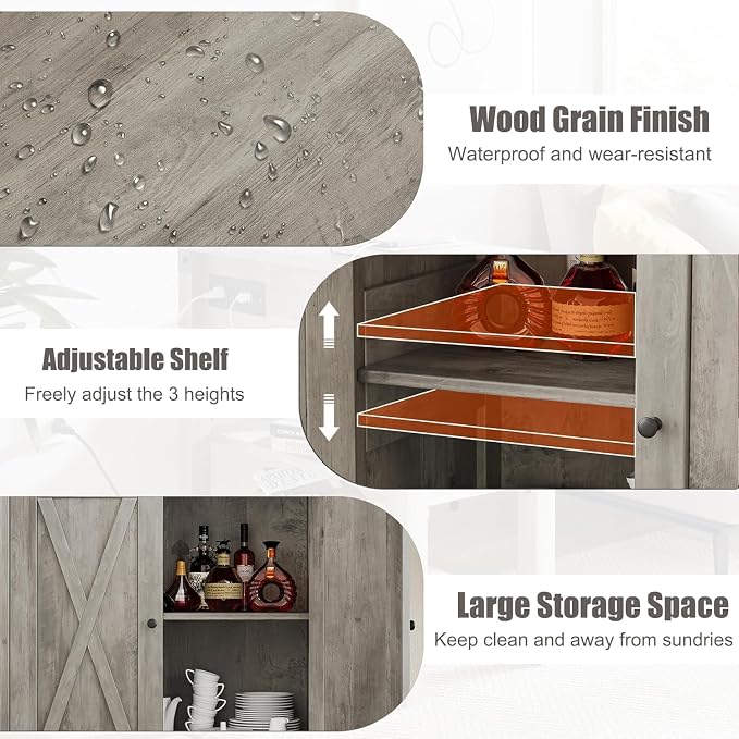 GarveeHome Small Storage Cabinet, Farmhouse Sideboard Buffet Cabinet - Image 6