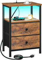 LOAKEKEL Night Stand with Charging Station, Small Bedside Table with USB Ports by LOAKEKEL