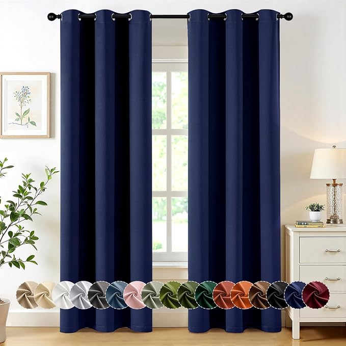 MIULEE Blackout Curtains for Bedroom 2 Panels 40 x 86 Inch Long Navy Blue | by MIULEE
