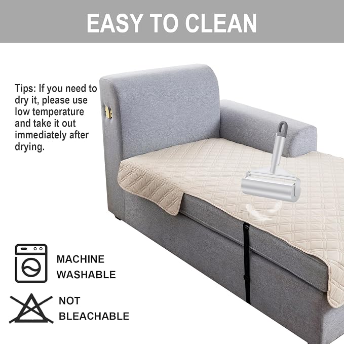 Genina L Shape Couch Cover, Sectional Couch Chaise Covers, Waterproof Washable - Image 6
