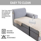 Genina L Shape Couch Cover, Sectional Couch Chaise Covers, Waterproof Washable - Image 6