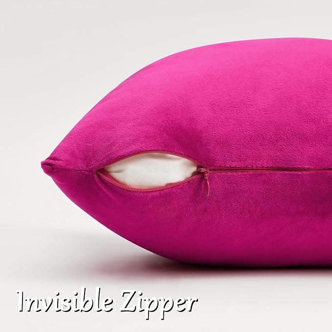 GIGIZAZA Hot Pink Velvet Pillow Covers 22x22 Decorative Pillows Pack of 2 | - Image 3