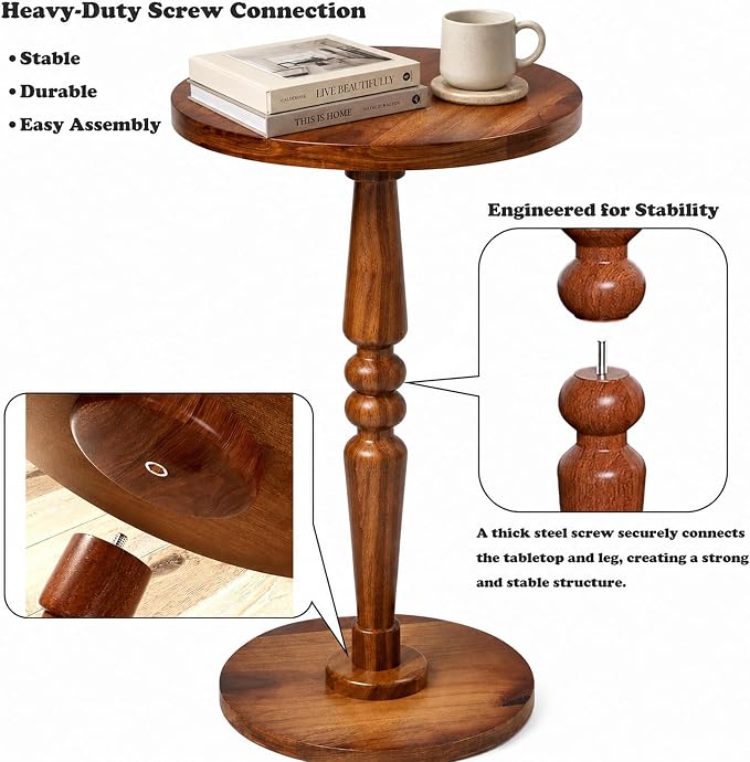 Small Wooden Round Side Table - Image 4