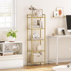 HOOBRO 5-Tier Gold Shelf, Narrow Book Shelf, Display Cabinet - Image 5