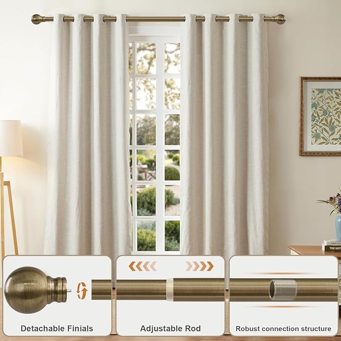 Antique Bronze Curtain Rods for Windows 72 to 144 Inch Long Brass Window - Image 3