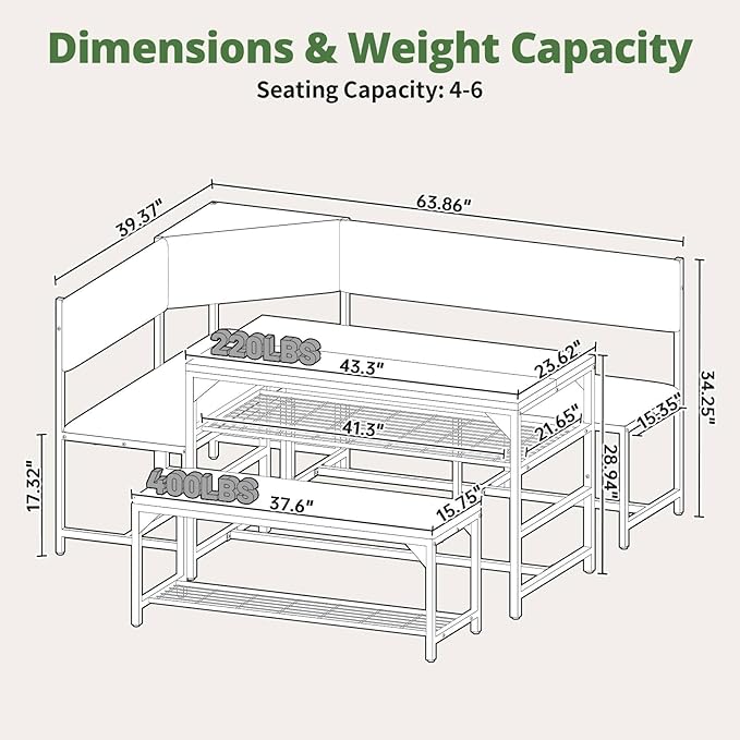 Concho Kitchen Breakfast Nook Table Set - Image 2
