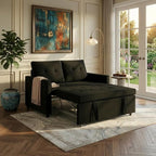 Sofa Bed, Pull Out Couch with Side Pockets, 3 in 1 Velvet Fabric Loveseat by Outdoorchairs