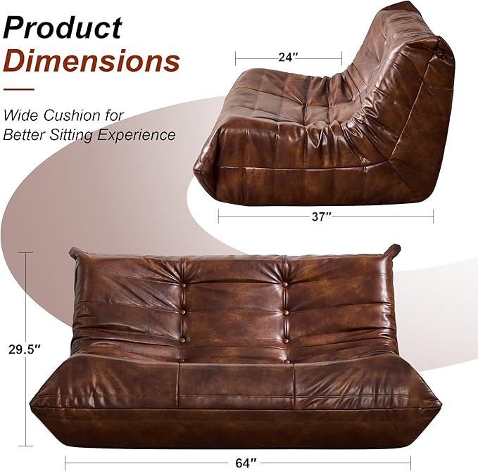 Hobestluk Bean Bag Chair Giant Bean Bag Sofa 2 Seater Bean Bag Chairs - Image 2