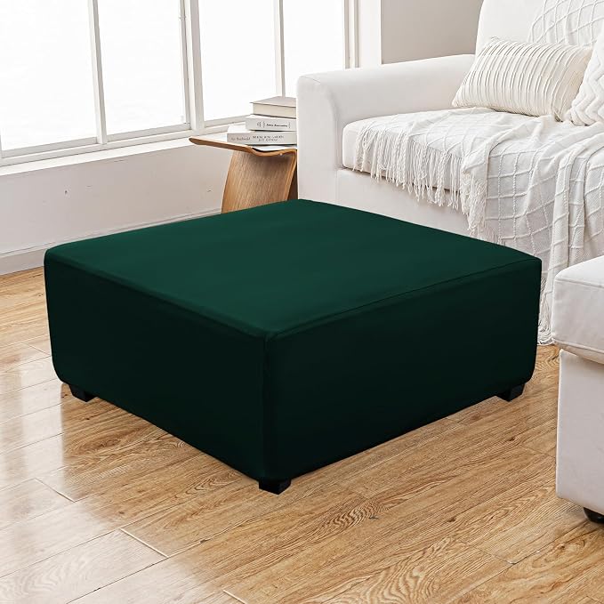 Super Stretch 40x40x15 inch Square Ottoman Cover- Soft Form Fit Ottoman Cover - Image 2
