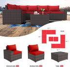 Kullavik Outdoor Patio Furniture Set 12 Pieces Sectional Rattan Sofa Set Brown - Image 6