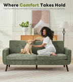 Tbfit 77.2" W Linen Sofa Couch, Mid Century Modern Decor Loveseat Couches - Image 3