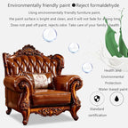 European-Style Leather Sofa, Solid Wood Carved High-end American-Style Sofa - Image 4