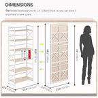 4NM 6 Tiers No Assembly Book Shelves, 61.8" H Folding Bookshelf Bookcase Open - Image 2