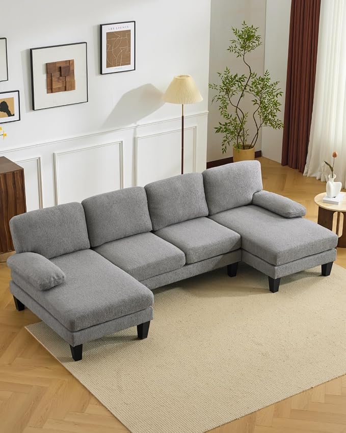 Karl home 110" U-Shape Sectional Couches by Karlhome