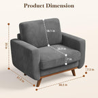 Vesgantti 38.5" Accent Chair Dark Gray, Comfy Corduroy Single Sofa Seat - Image 2