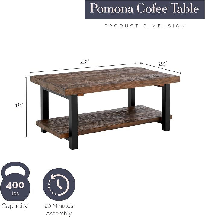 Alaterre Furniture Pomona Rustic Coffee Table - Image 3
