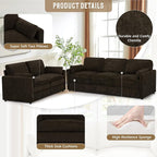 Comfy Chenille Sofa Set with Well-Filled Pillows, Modern 3 Seater and Loveseat - Image 2