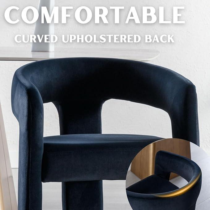 RIVOVA Modern Barrel Dining Chairs Set of 5, Velvet Upholstered Accent Side - Image 4