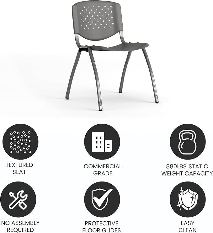 Flash Furniture HERCULES Series 880 lb. Capacity Gray Plastic Stack Chair - Image 5