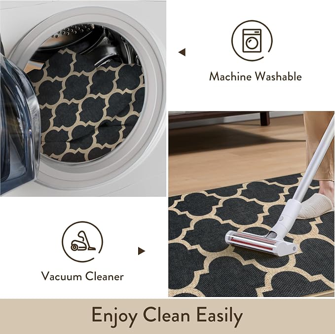 Lahome Moroccan Easy Jute Runner Rug 2x6, Geometric Trellis Woven Long Carpet - Image 4