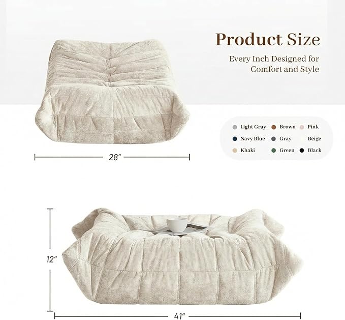 Bean Bag Ottoman, Memory Foam Lazy Bean Bag Sofa, Fireside Chair Foot Rest - Image 3