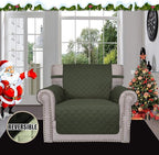 Easy-Going Reversible Couch Cover, Small Chair, Army Green/Beige | Machine - Image 2