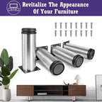 6 Inch Metal Furniture Legs Stainless Steel Adjustable Legs Silver Metal Legs - Image 2