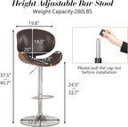KCC Bar Stools Set of 4, Swivel Adjustable Height Barstools, PU Leather - Image 3