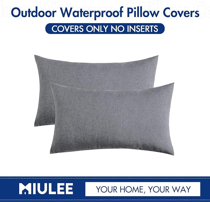 MIULEE Pack of 2 Decorative Outdoor Solid Waterproof Throw Pillow Covers Faux - Image 6