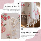 VClife White and Pink Print Table Cloth, Linen Texture Tablecloth - Image 3