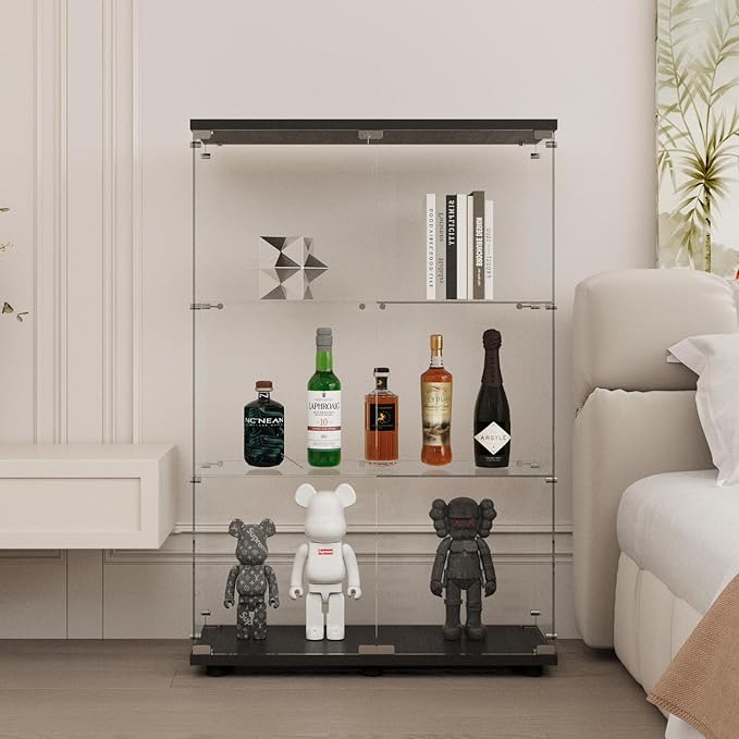 Display Cabinet with Glass Door and Lock, 3-Shelf Fast Installation Curio - Image 6