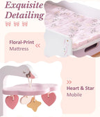 ROBOTIME 18 Inch Doll Changing Table, Wooden Baby Doll Bed - Image 6