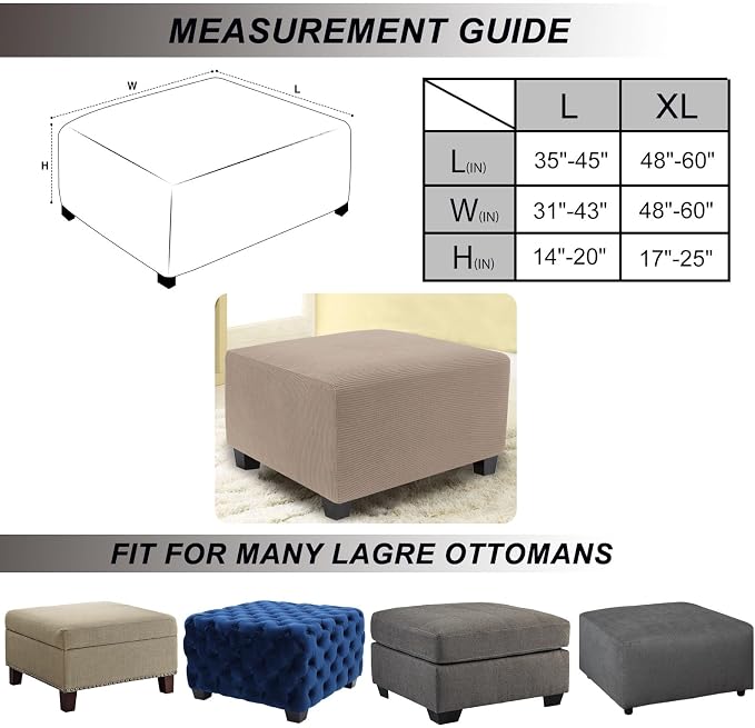 NeColorLife Stretch Ottoman Cover Square Oversized Soft Knitted Jacquard Thick - Image 4