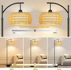 Arc Floor Lamps for Living Room Rattan Boho Floor Lamp - Image 2