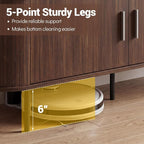 Tangkula Fluted TV Stand for TVs up to 60”, Mid Century Curved Entertainment - Image 5