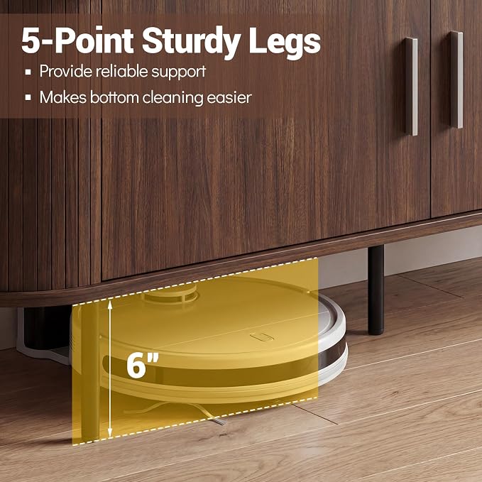 Tangkula Fluted TV Stand for TVs up to 60”, Mid Century Curved Entertainment - Image 5