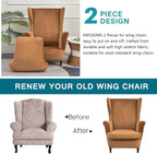 KRFOONN Wingback Chair Cover Slipcovers 2 Piece Stretch Velvet Plush Wing Chair - Image 3