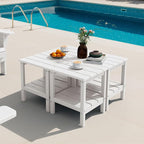 SERWALL 2-Tier HDPE Outdoor Side Tables Set of 4, Weatherproof Rectangular by SERWALL