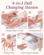 ROBOTIME 18 Inch Doll Changing Table, Wooden Baby Doll Bed - Image 5